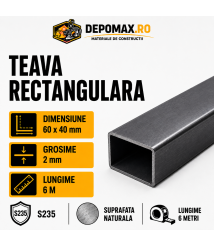 Teava rectangulara 60 x 40 x 2 mm, 6 metri